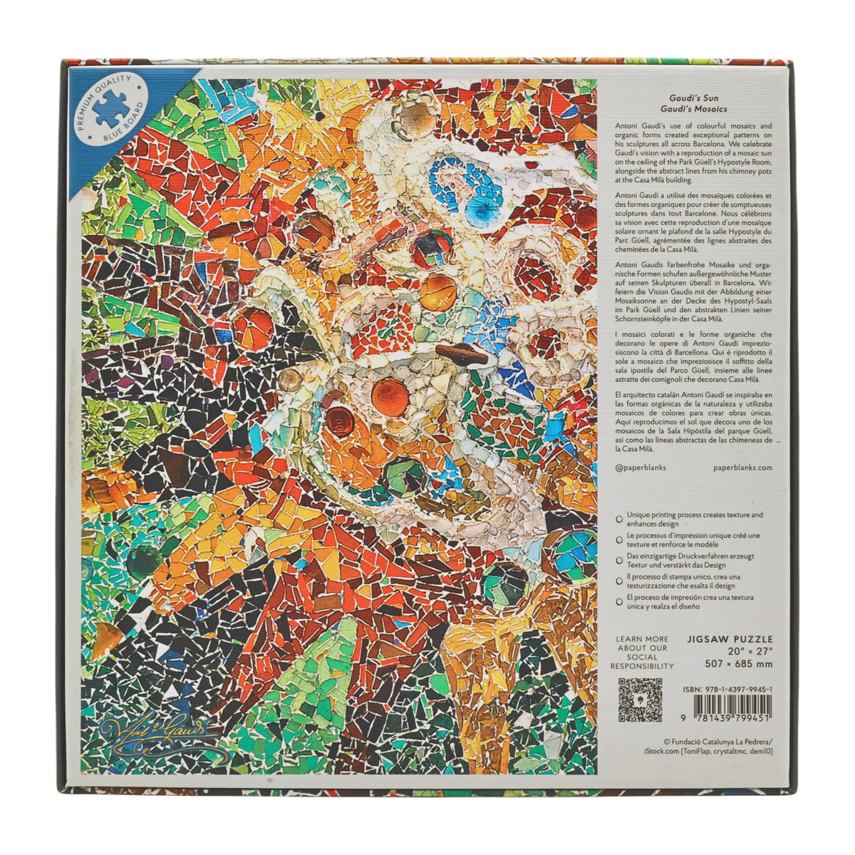 Paperblanks Gaudi’s Sun 1000-Piece Jigsaw Puzzle – back view