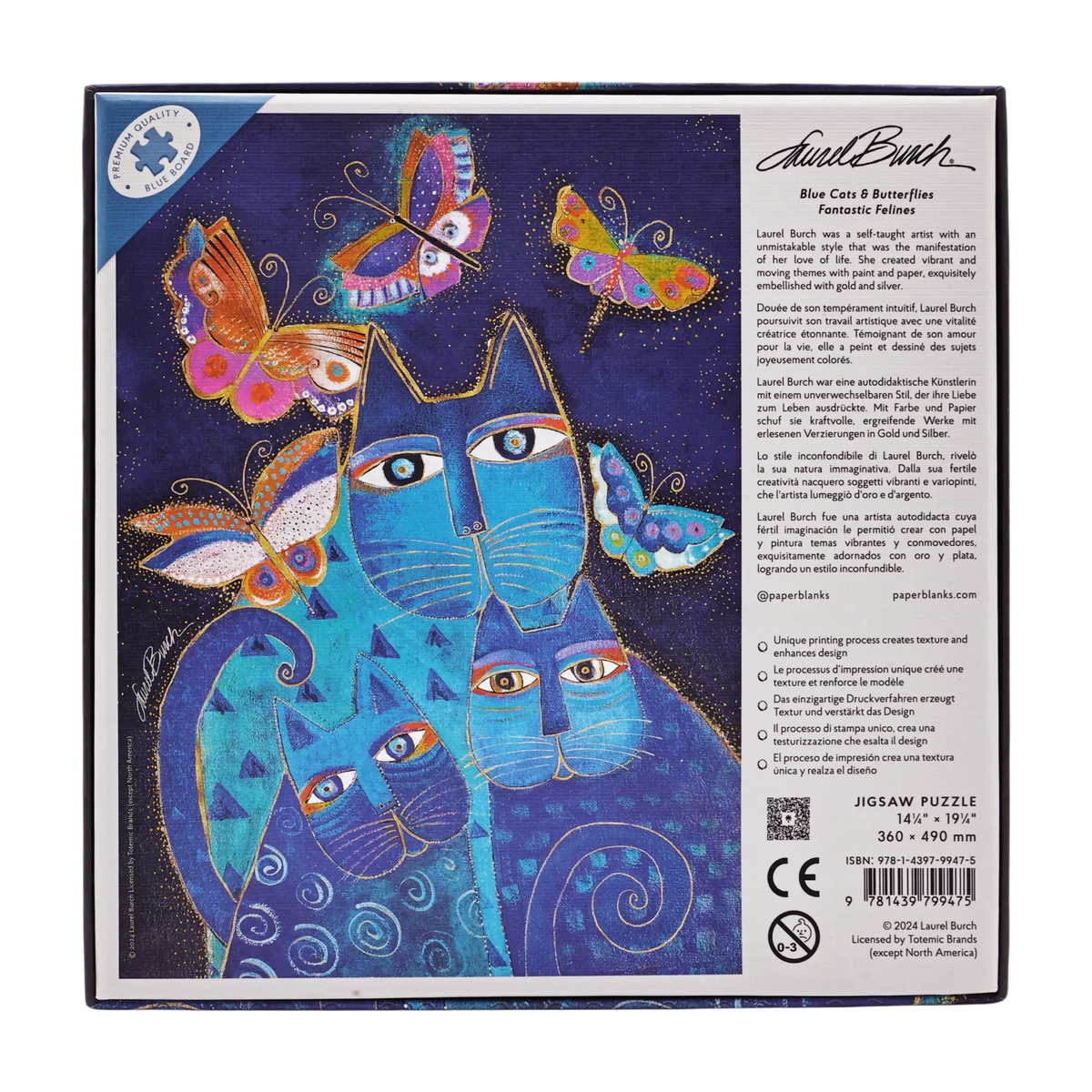 Paperblanks Blue Cats & Butterflies 500-Piece Jigsaw Puzzle – back view