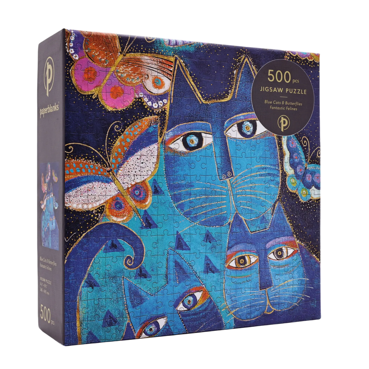 Paperblanks Blue Cats & Butterflies 500-Piece Jigsaw Puzzle – front view