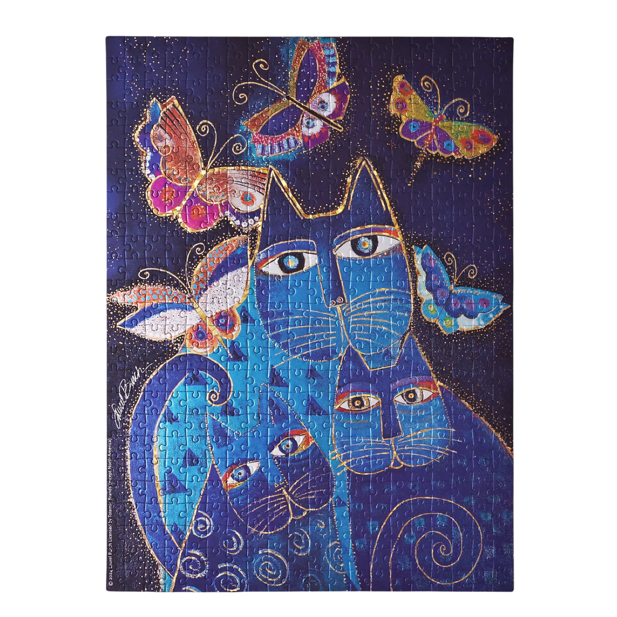 Paperblanks Blue Cats & Butterflies 500-Piece Jigsaw Puzzle – detail view