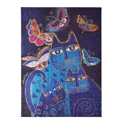 Paperblanks Blue Cats & Butterflies 500-Piece Jigsaw Puzzle – detail view