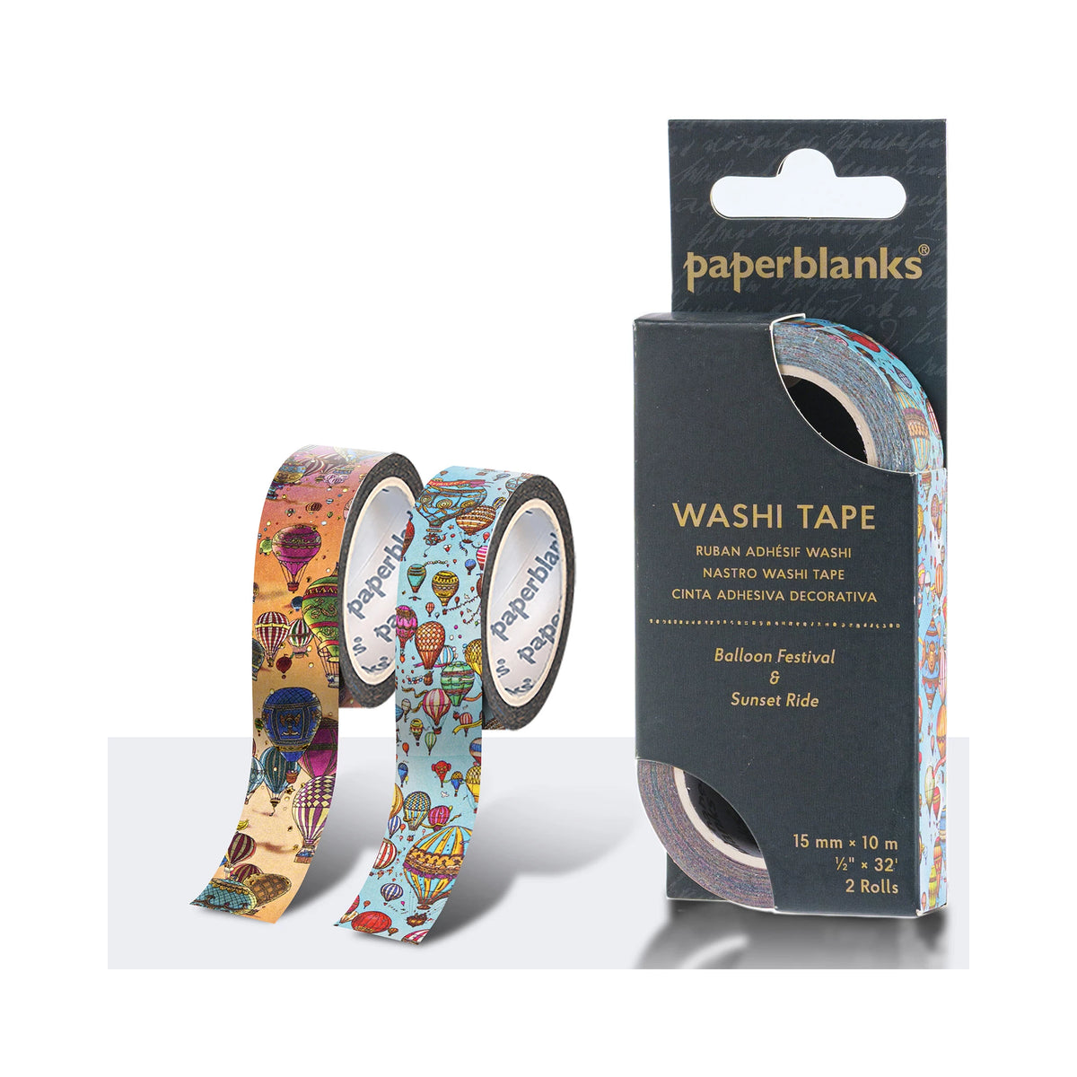 Paperblanks Balloon Festival/Sunset Ride Washi Tape – Pack of 2 – side view