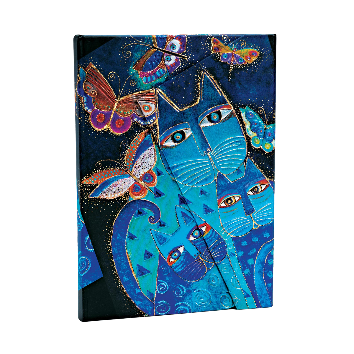 Paperblanks Blue Cats & Butterflies Midi Hardback Journal – Lined, 160 Pages – angled view