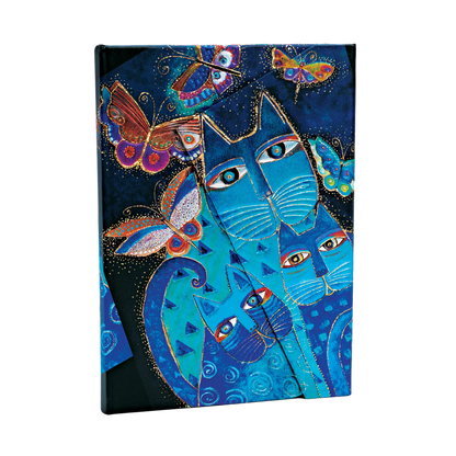 Paperblanks Blue Cats & Butterflies Midi Hardback Journal – Lined, 160 Pages – angled view