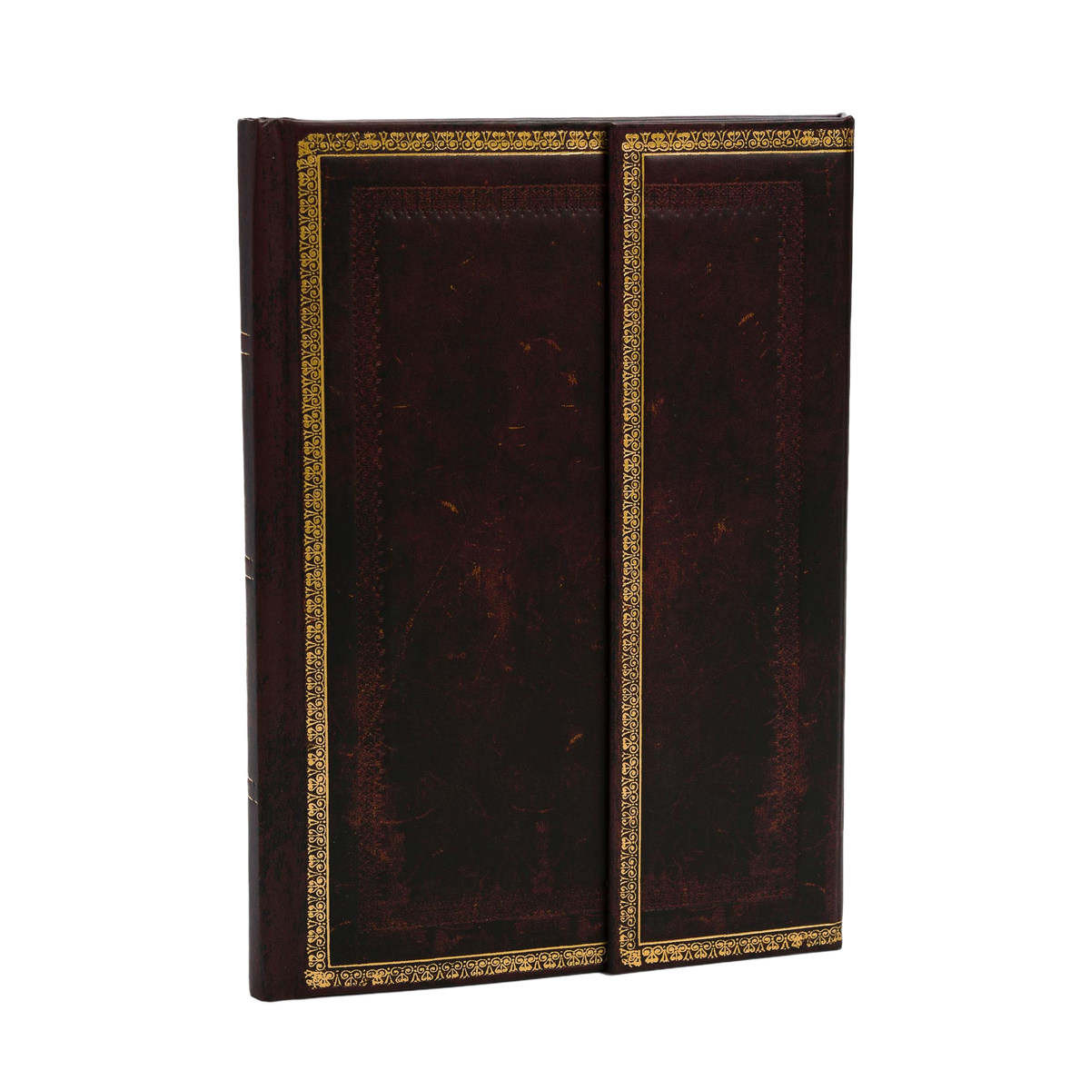 Paperblanks Black Moroccan Midi Hardback Journal with Wrap Closure – Lined, 144 Pages – angled view