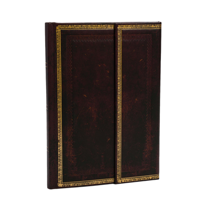 Paperblanks Black Moroccan Midi Hardback Journal with Wrap Closure – Lined, 144 Pages – angled view
