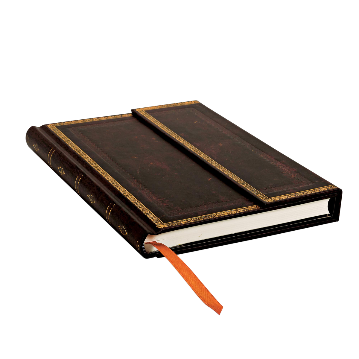 Paperblanks Black Moroccan Midi Hardback Journal with Wrap Closure – Lined, 144 Pages – page edge