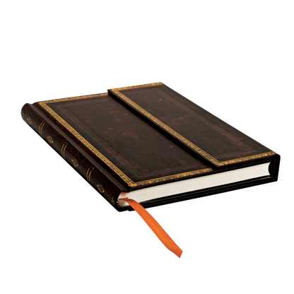 Paperblanks Black Moroccan Midi Hardback Journal with Wrap Closure – Lined, 144 Pages – page edge