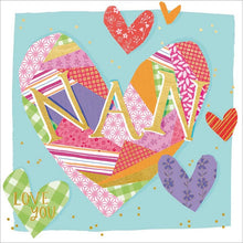 Special Nan Patchwork Hearts Gold Foil Birthday Card