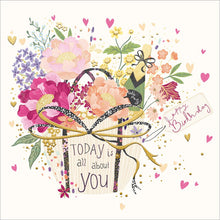 Peach & Prosecco Birthday Basket Gold Foil Birthday Card