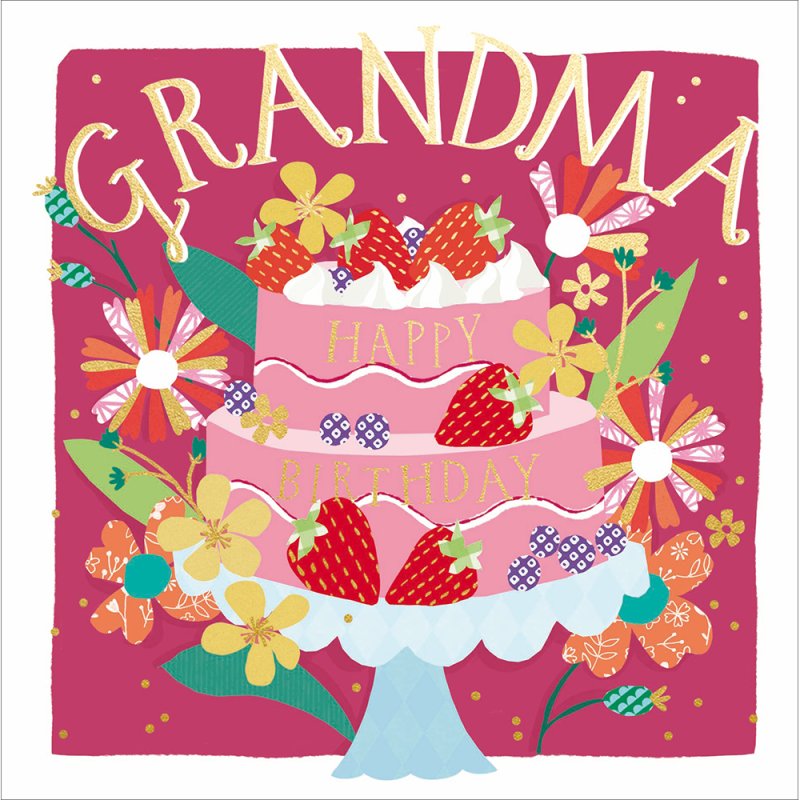 Special Grandma Strawberry Cake Birthday Card