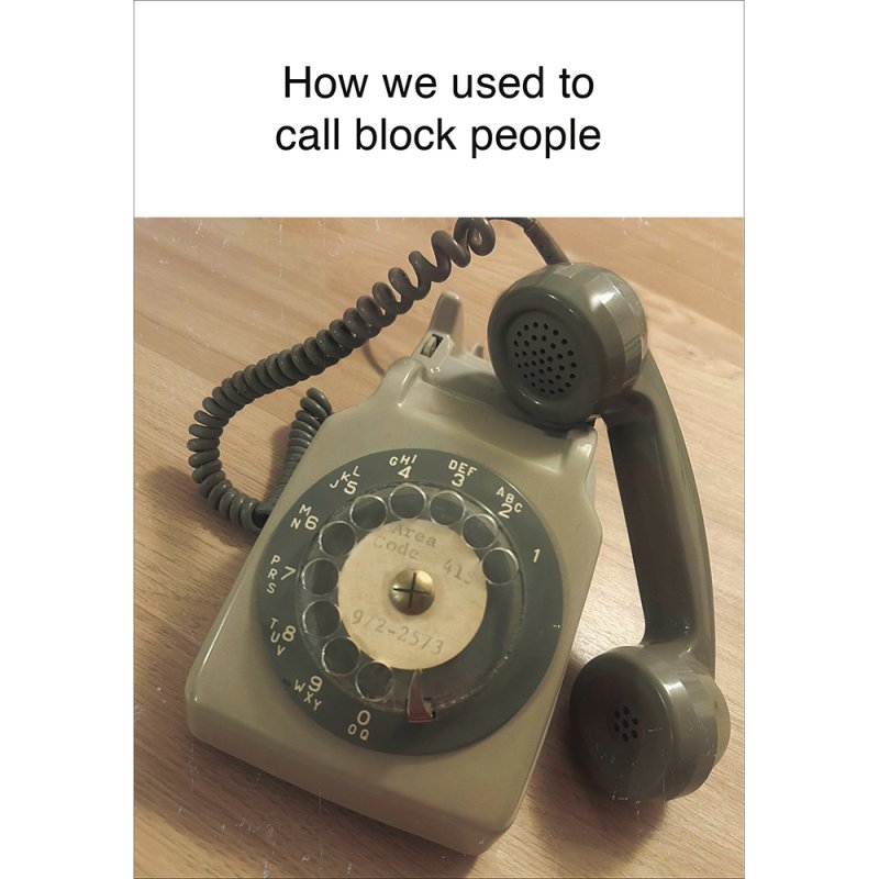 Call Block Rotary Phone Funny Blank Greetings Card