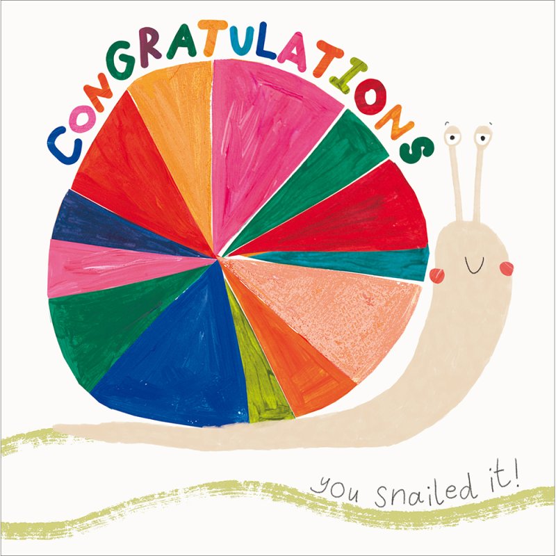 Snailed It Rainbow Snail Exam Congratulations Card