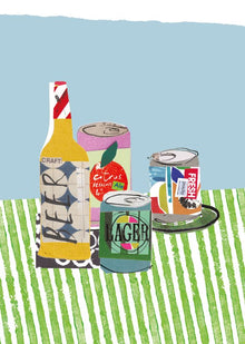 Bottles and Cans Still Life by Esme Lintin – A4 Art Print