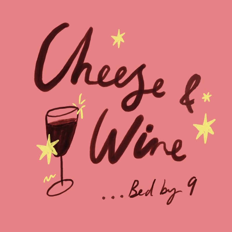 Cheese and Wine Bed by 9 by Natalie Moore – 12-inch Square Art Print