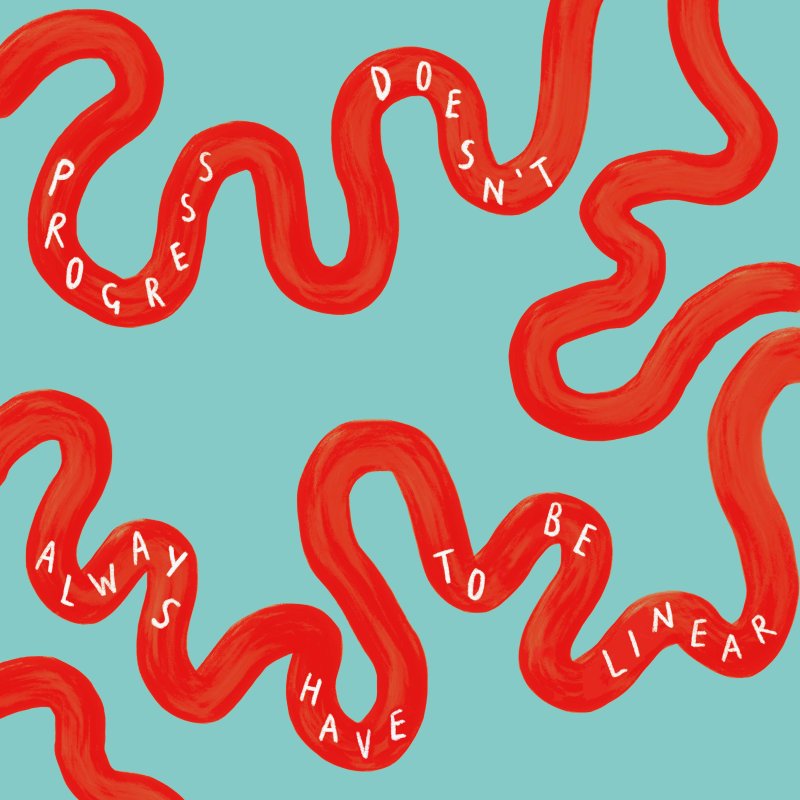 Progress Doesn't Always Have to Be Linear by Natalie Moore – 12-inch Square Art Print
