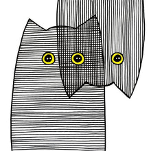 Three Line-Drawn Cats by Perl – 12-inch Square Art Print