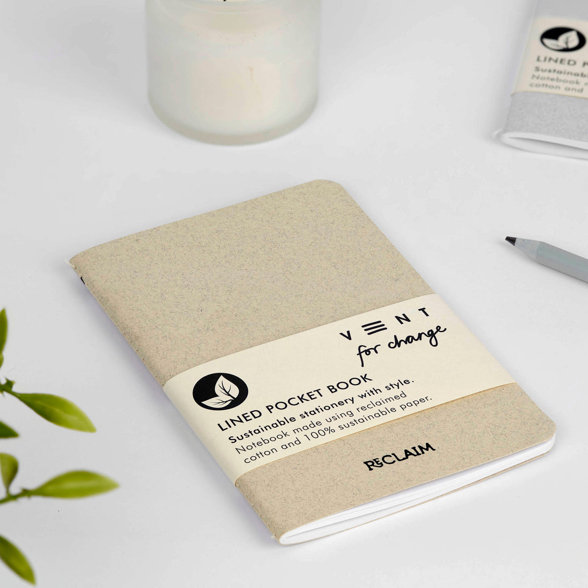 VENT RECLAIM A6 Pocket Notebook, Reclaimed Cotton Cover – Pearl
