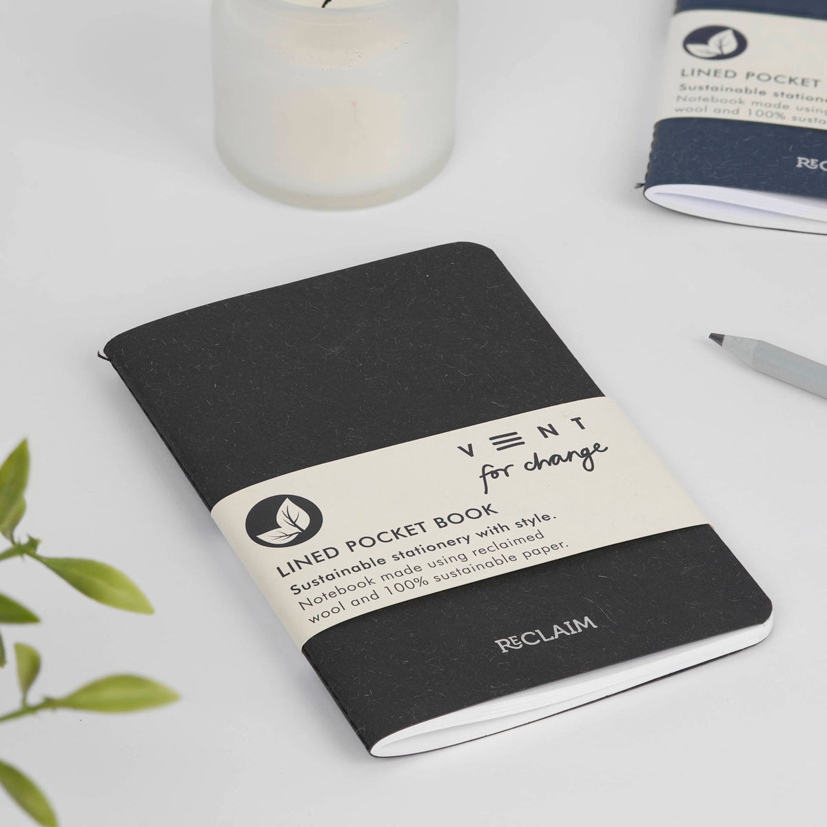 VENT RECLAIM A6 Pocket Notebook, Reclaimed Wool Cover – Black