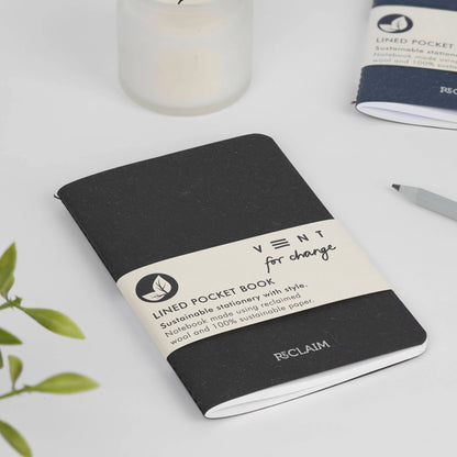 VENT RECLAIM A6 Pocket Notebook, Reclaimed Wool Cover – Black