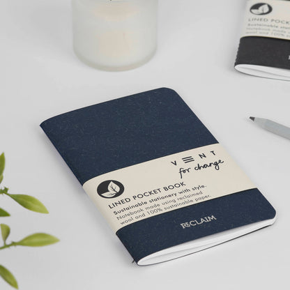 VENT RECLAIM A6 Pocket Notebook, Reclaimed Wool Cover – Blue