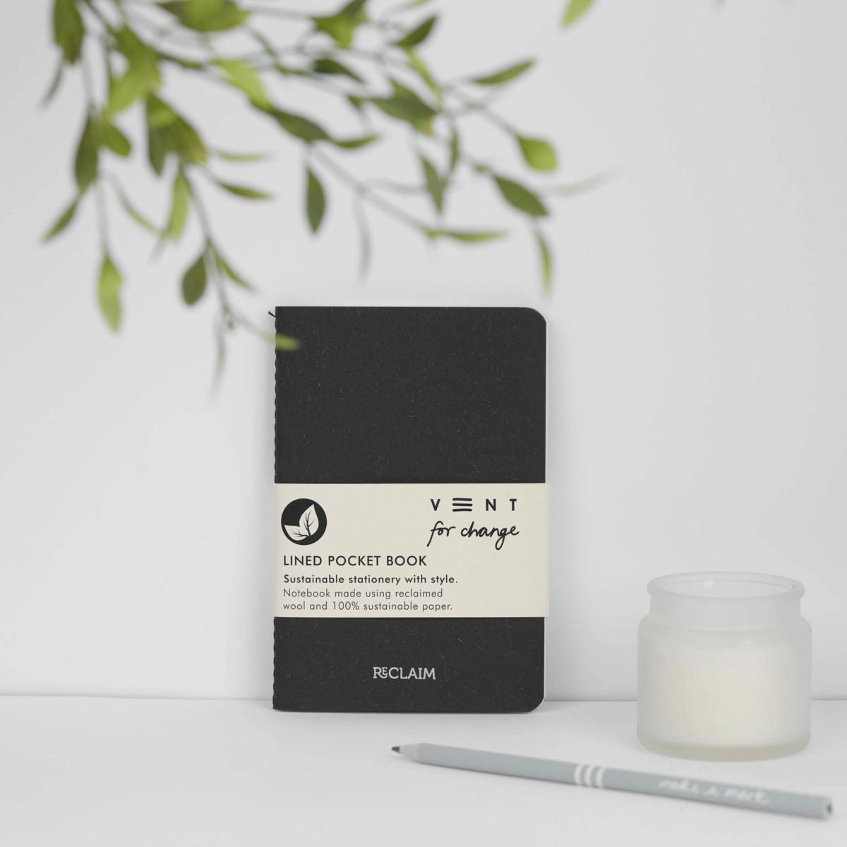 VENT RECLAIM A6 Pocket Notebook, Reclaimed Wool Cover – Black