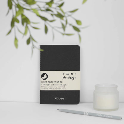 VENT RECLAIM A6 Pocket Notebook, Reclaimed Wool Cover – Black