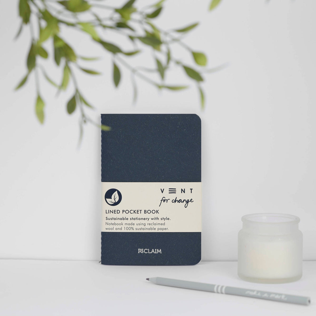 VENT RECLAIM A6 Pocket Notebook, Reclaimed Wool Cover – Blue