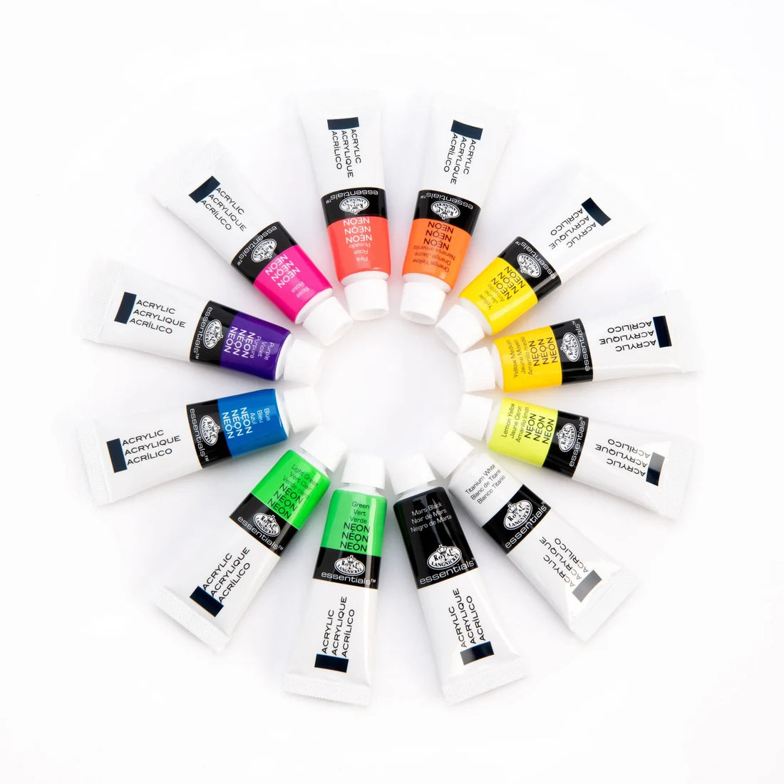 Essentials Neon Acrylic Paint Pack - 12 x 12 ml