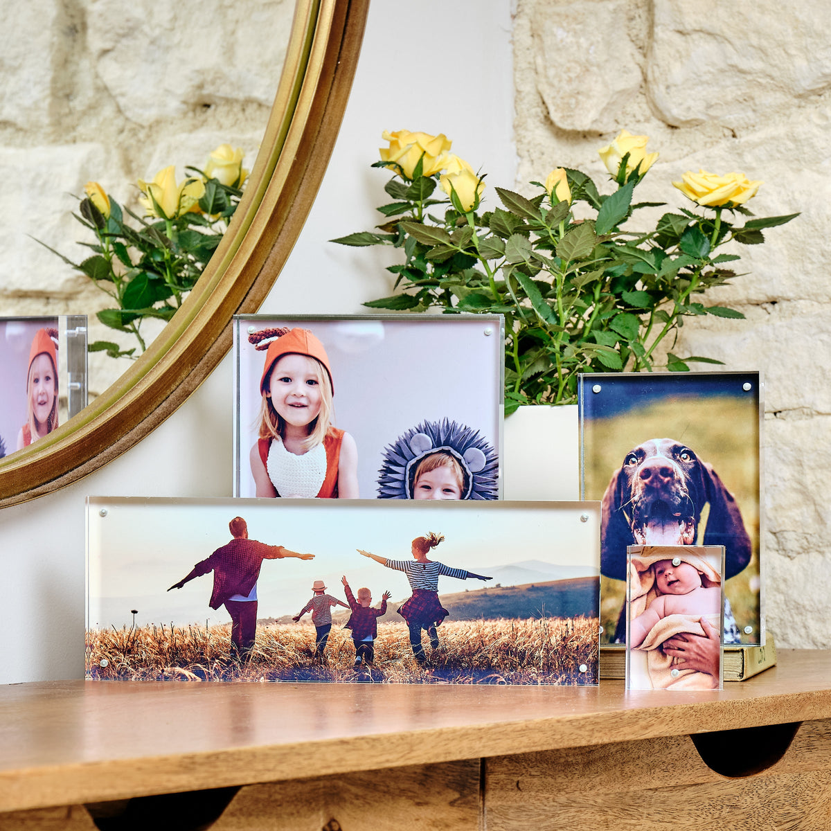 Kenro Acrylic Photo Block displaying a family photo