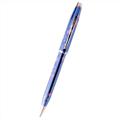 Cross Century® II Cherry Blossom Translucent Blue Lacquer with Polished Rose Gold PVD Appointments Ballpoint Pen