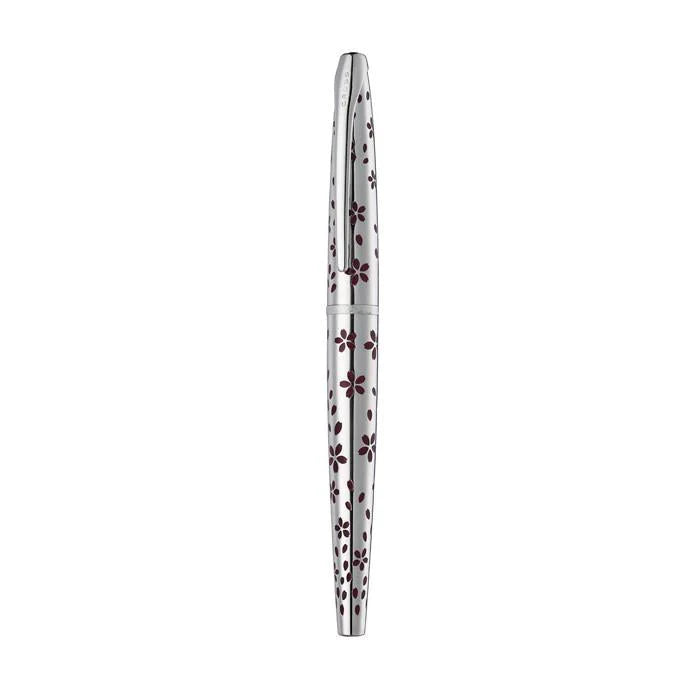 Cross ATX Cherry Blossom Polished Chrome with Polished Chrome Appointments and Chrome Plated Medium Nib Fountain Pen