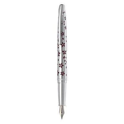 Cross ATX Cherry Blossom Polished Chrome with Polished Chrome Appointments and Chrome Plated Medium Nib Fountain Pen