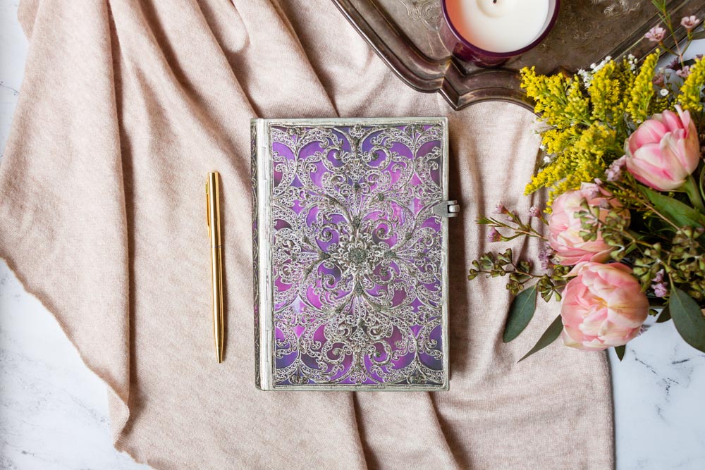 Paperblanks Aubergine Ultra Hardback Journal – Lined, 240 Pages – design detail