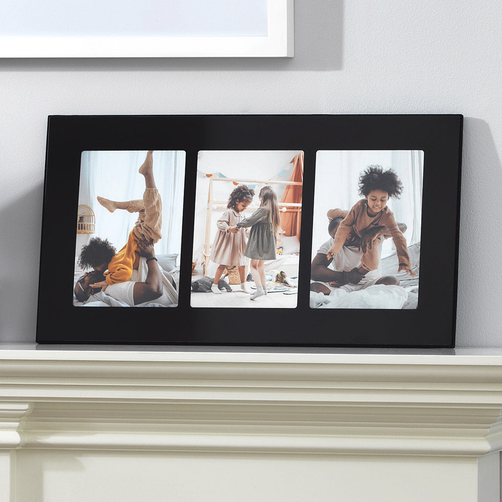Kenro Black Glass 3-photo frame