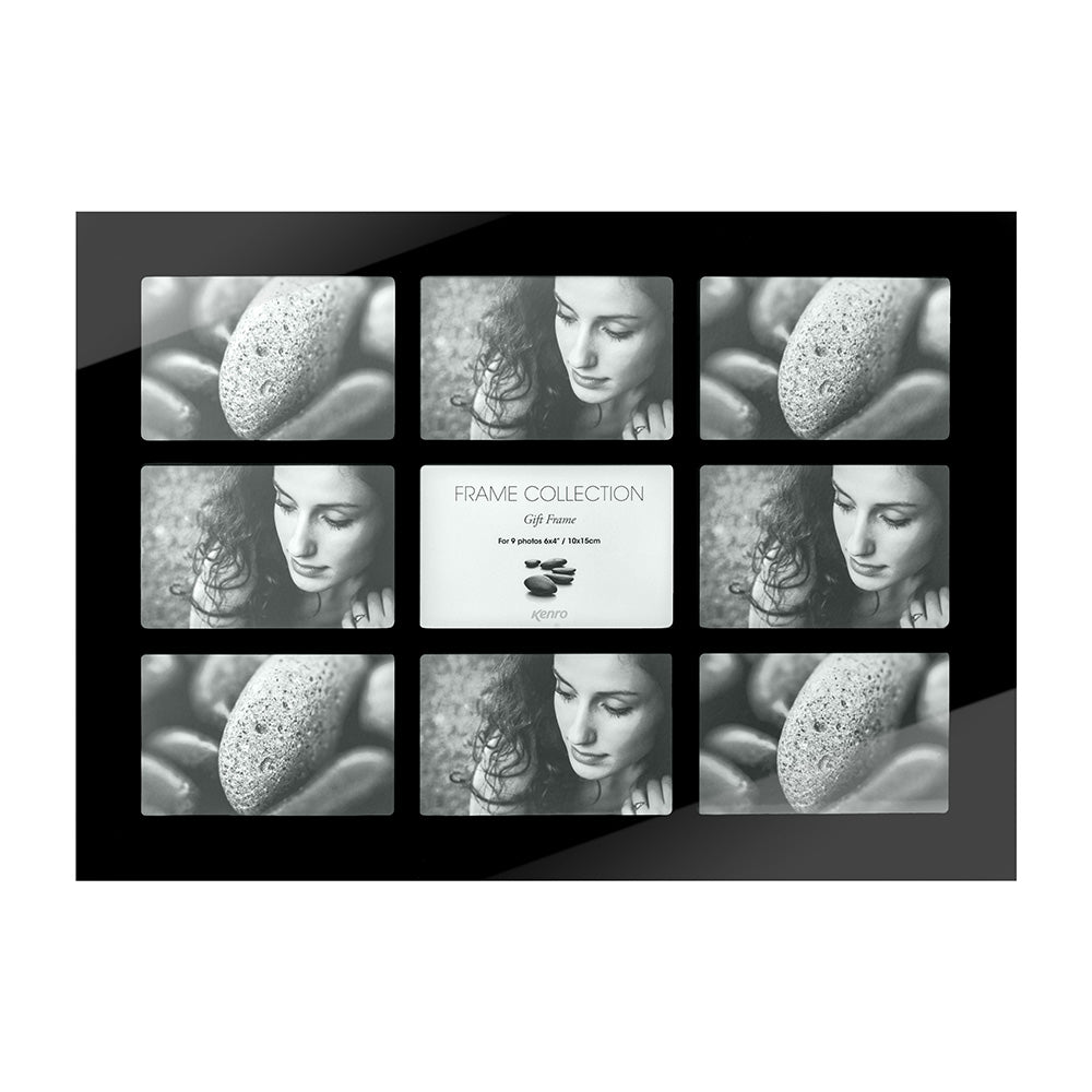 Kenro Black Glass 9-photo frame