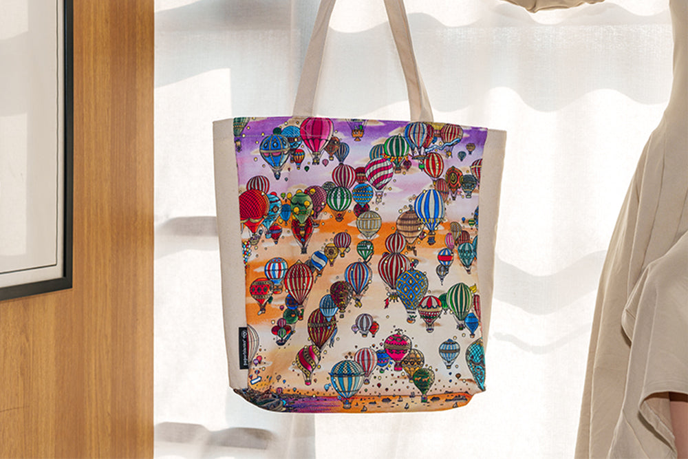 Paperblanks Balloon Festival/Sunset Ride Cotton Tote Bag – design detail