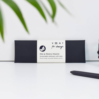 VENT RECLAIM Recycled Leather Pen & Pencil Pouch – Black