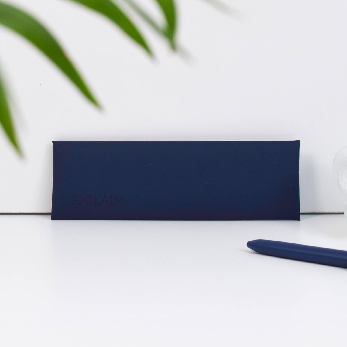VENT RECLAIM Recycled Leather Pen & Pencil Pouch – Navy Blue