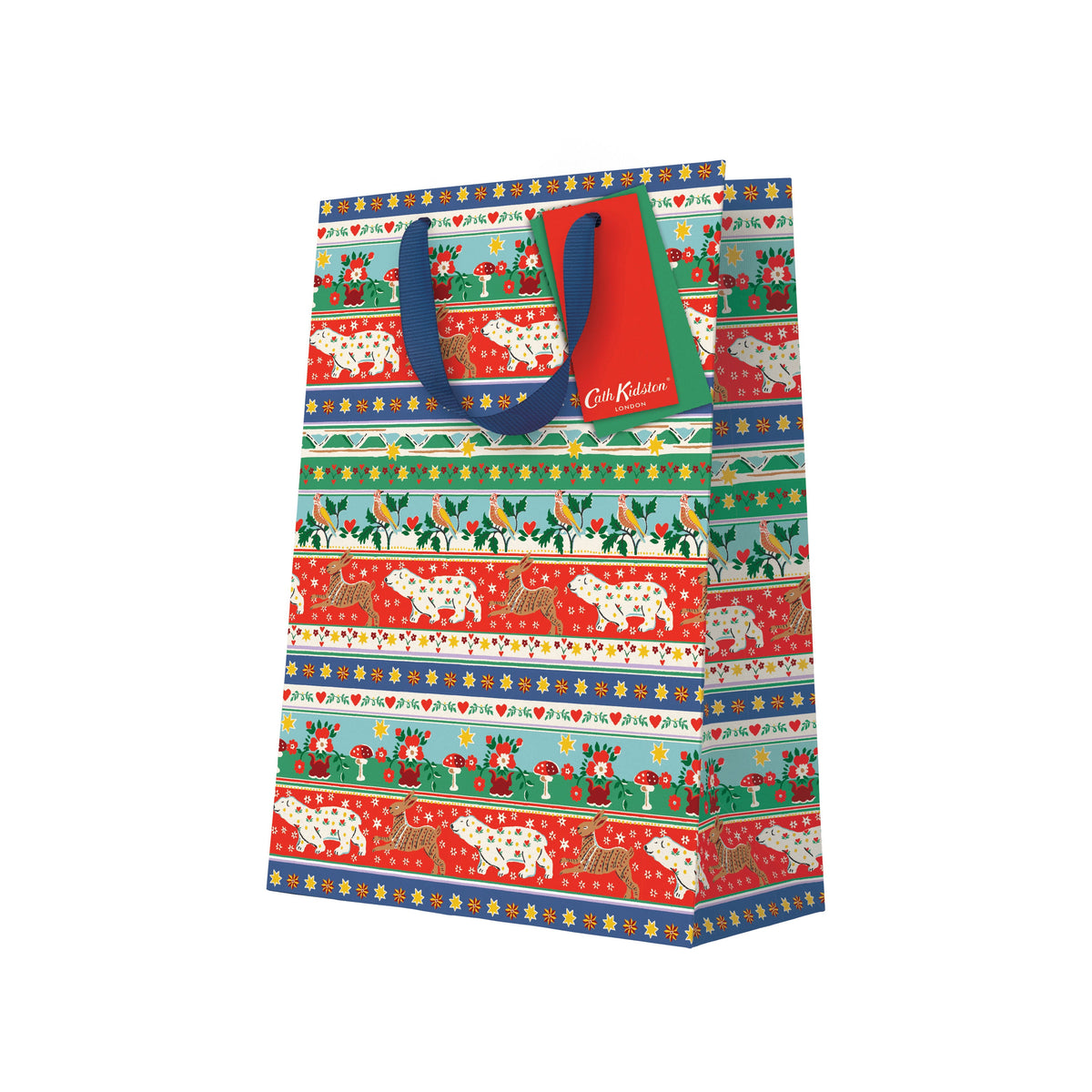 Festive Animal Stripe Large Gift Bag (13518)