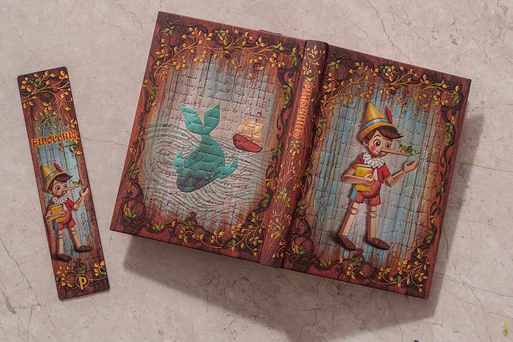 Paperblanks Carlo Collodi, Pinocchio Midi Hardback Journal – Lined, 144 Pages – design detail