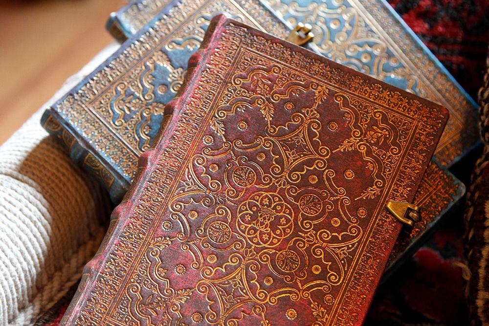 Paperblanks Carmine Midi Hardback Journal – Lined, 240 Pages – design detail