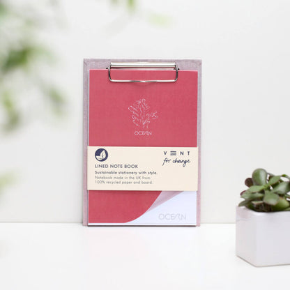 VENT OCEAN A5 Recycled Ocean Plastic Clipboard with Shopping Pad – Coral Pink