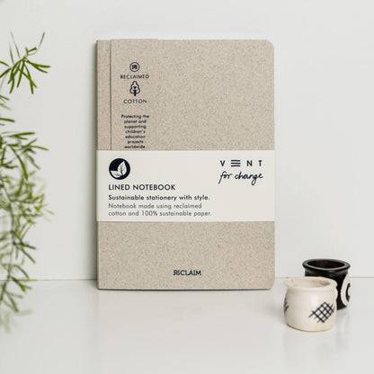 VENT RECLAIM A5 Notebook, Reclaimed Cotton Cover – Pearl