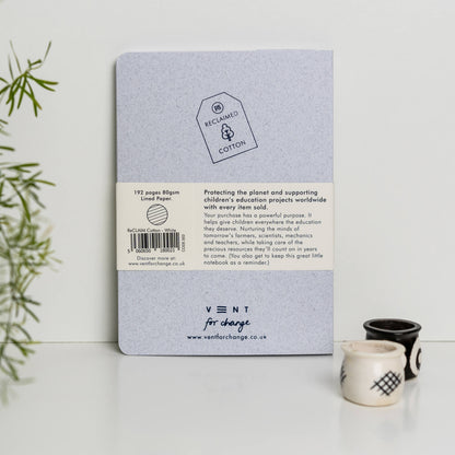 VENT RECLAIM A5 Notebook, Reclaimed Cotton Cover – White