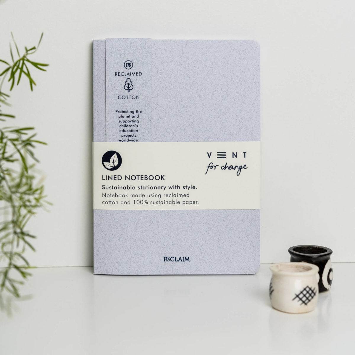 VENT RECLAIM A5 Notebook, Reclaimed Cotton Cover – White