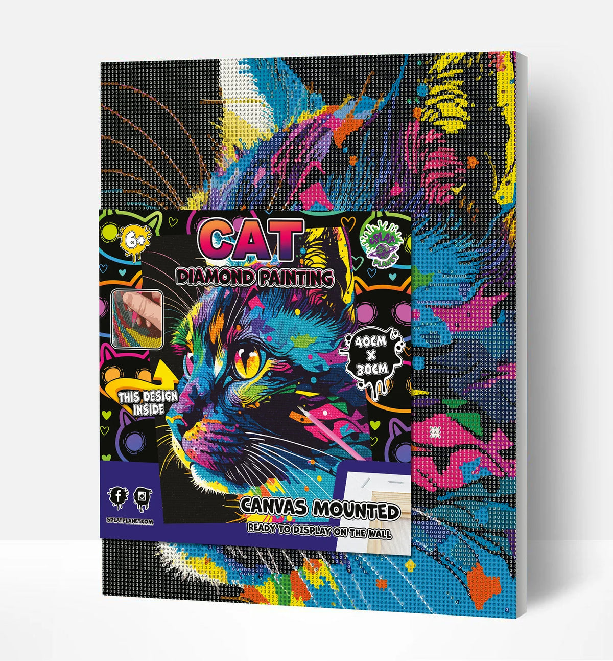 Bright Coloured Cat Diamond Art Canvas Kit
