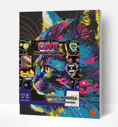 Bright Coloured Cat Diamond Art Canvas Kit