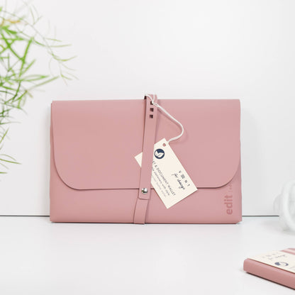 VENT Luxury EDIT A4 Recycled Leather Document & Tablet Wallet – Powder Pink