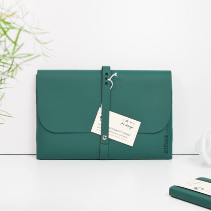 VENT Luxury ETHOS A4 Recycled Leather Document & Tablet Wallet – Emerald Green